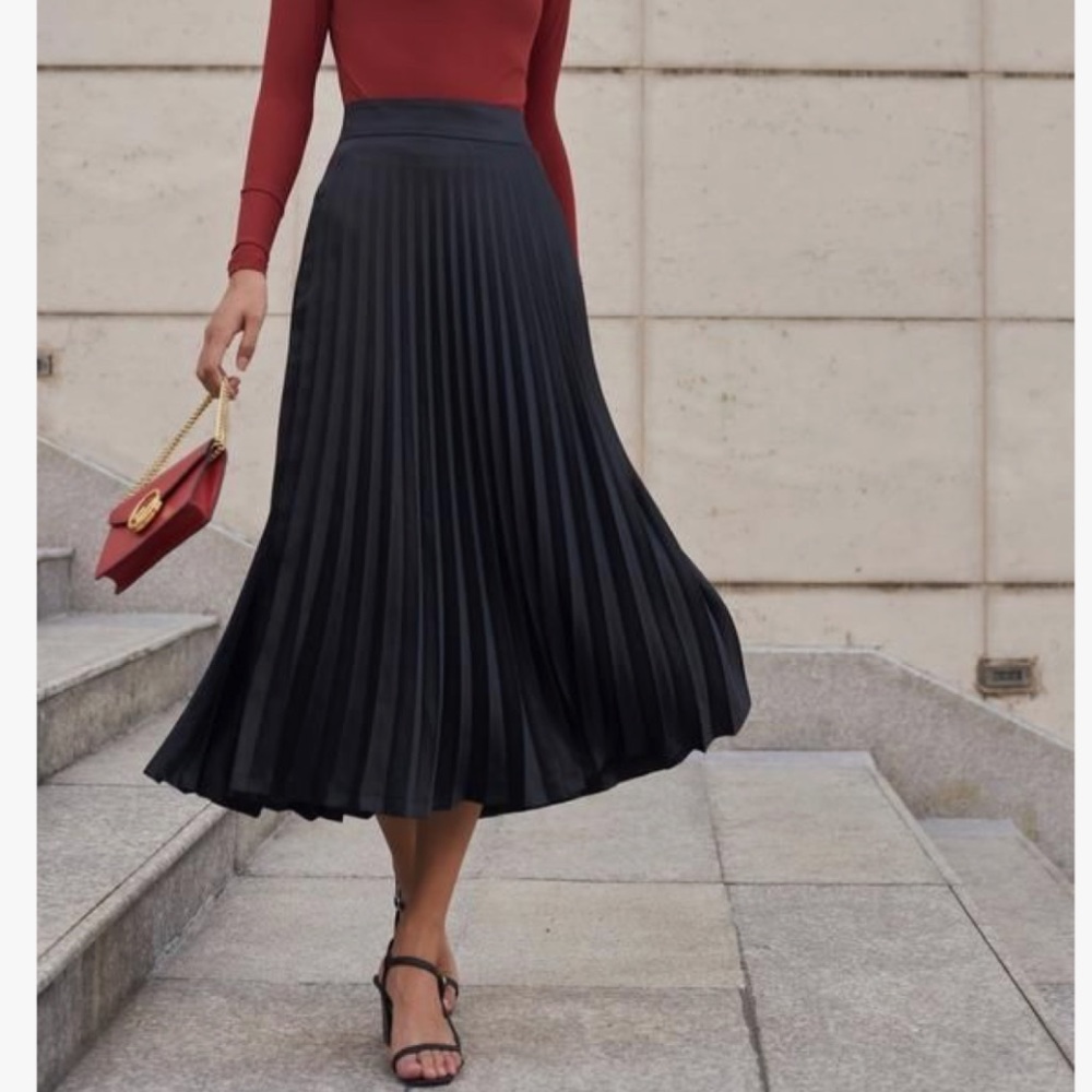 Jcrew tall swishy pleated midi skirt